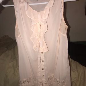 Sheer blush dress shirt
